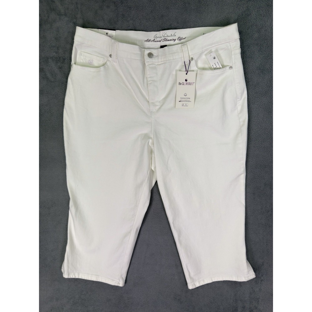New Gloria Vanderbilt Jeans Womens 18W Plus White Denim Amanda Capri High Rise